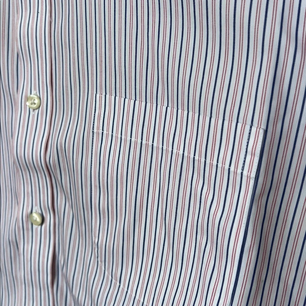 Brooks Brothers White Navy Blue Red Striped Dress Shirt Men 15 1/2 34/35